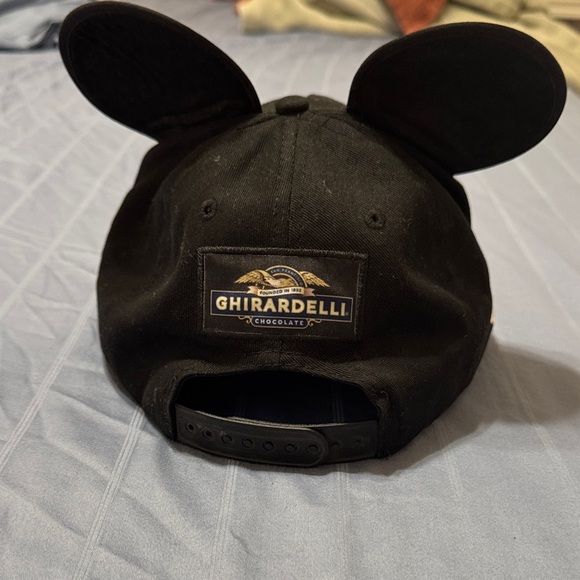 Ardell Black Cap with Gold Ghirardelli Patch and Mickey Ears - Picture 2 of 3